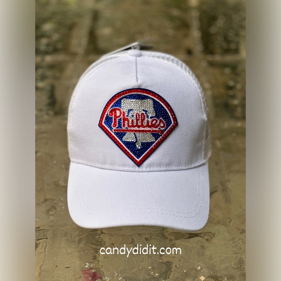 NWT Handmade Candy Did It! Philadelphia Phillies Batter Up Bling Trucker Cap - Picture 3 of 10